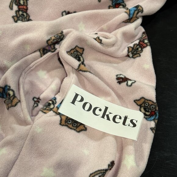 I. Appel Dog Print Fleece Pink Knee Length Belted Robe Womens Size Large - Picture 6 of 10